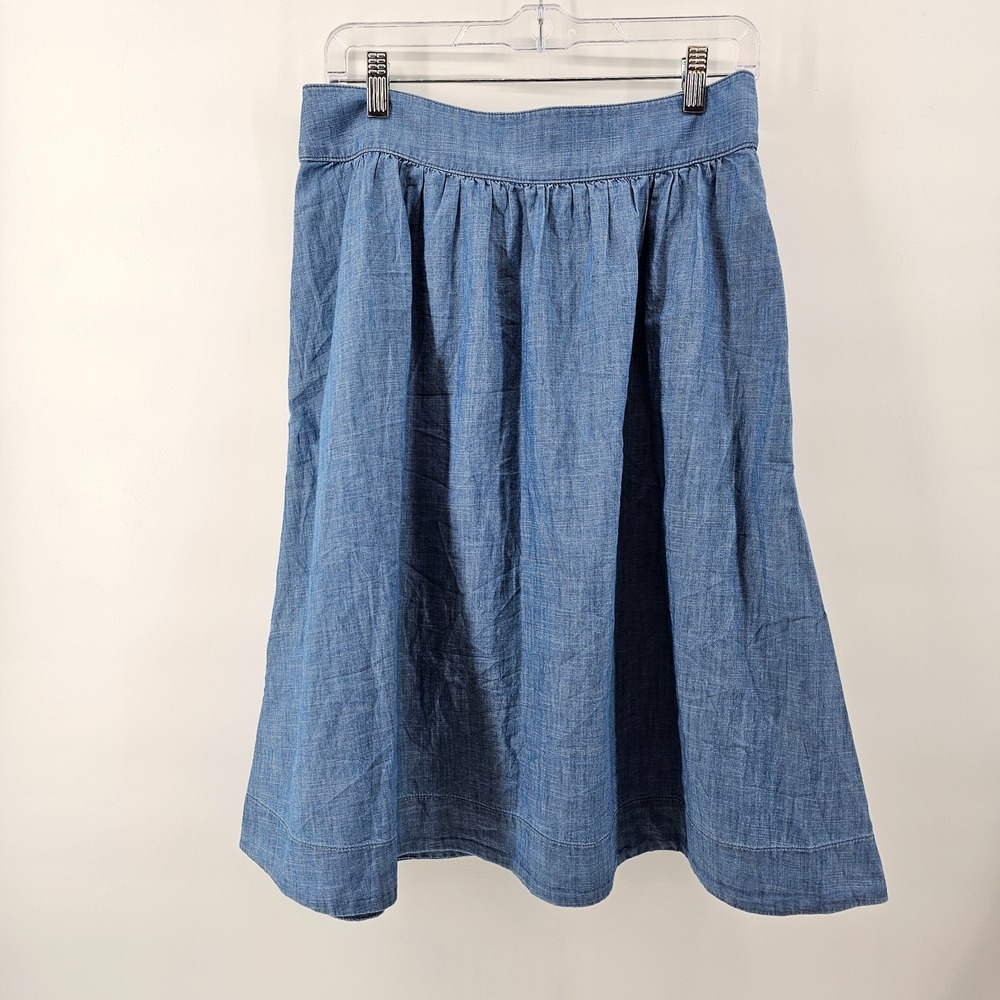 NWT Women's Talbots Button Front Lightweight Denim Skirt Forest Wash Size 8P - Picture 2 of 5